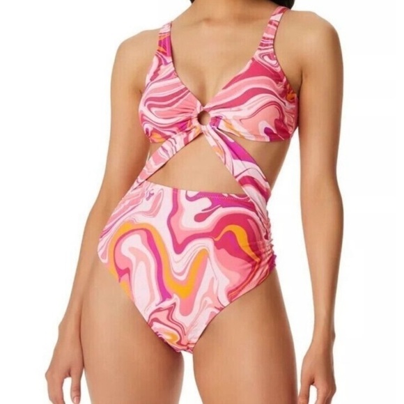 JESSICA SIMPSON Women's Good Vibrations O-Ring One-Piece Swimsuit multi New M - Picture 5 of 11